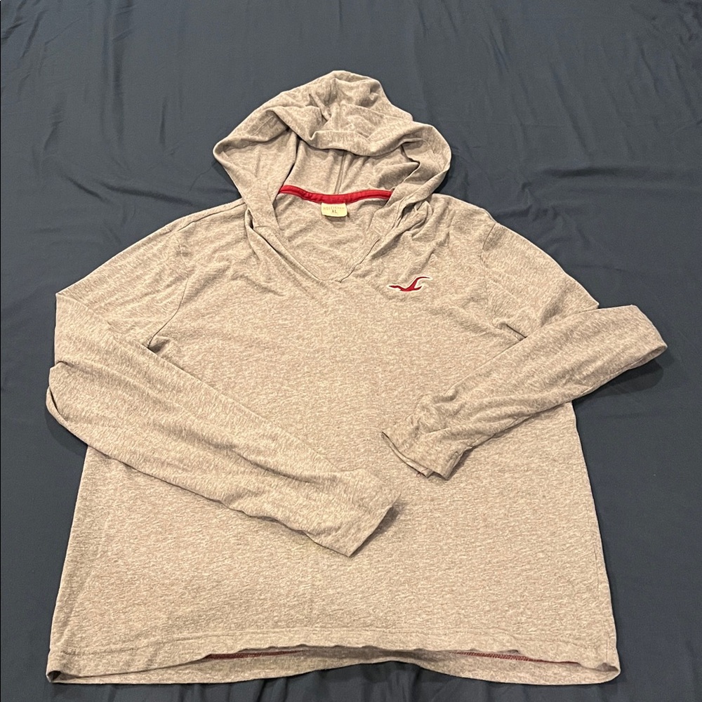 Hollister Light Gray Men's Lightweight Hoodie Shirt